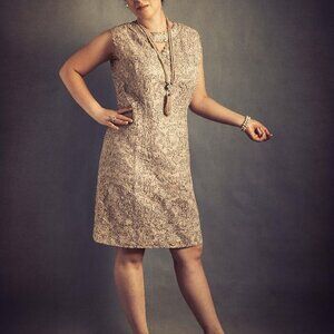 True Vintage J.H. Strauss 60's Luxury Lace Jacquard Shift Dress Made in France